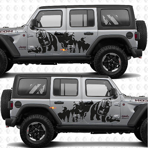Bear Trees Splash Seitentür Vinyl-Aufkleber passend für Jeep Wrangler 1