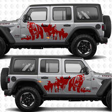 Bear Trees Splash Seitentür Vinyl-Aufkleber passend für Jeep Wrangler 3