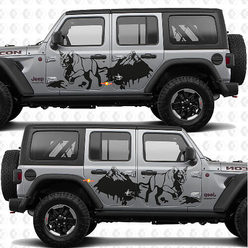 Cougar Mountains Splash Seitentür Vinyl-Aufkleber passend für Jeep Wrangler 1