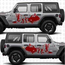 Cougar Mountains Splash Seitentür Vinyl-Aufkleber passend für Jeep Wrangler 3