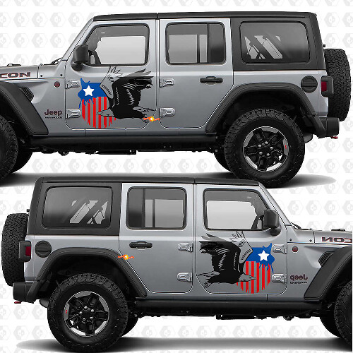Flag Militärstern Weißkopfseeadler Seitentüren Vinyl-Aufkleber passend für Jeep Wrangler 1