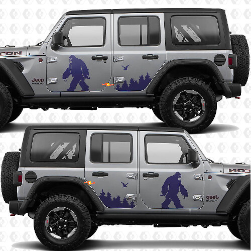 Sasquatch Forest Line Seitentür Vinyl-Aufkleber passend für Jeep Wrangler