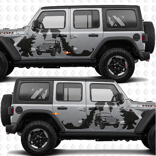 Overland Forest Splash Seiten Türen Vinyl-Aufkleber passend für Jeep Wrangler 1