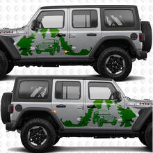 Overland Forest Splash Seiten Türen Vinyl-Aufkleber passend für Jeep Wrangler 2