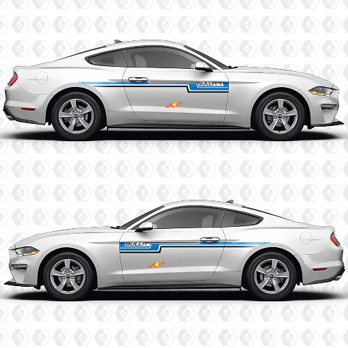 S550 Bullitt Dual Parallel Streifen Seitentüren Vinyl-Aufkleber Sticker für Ford Mustang 1