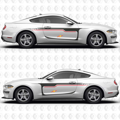 Classic Stripes Seitentür Vinylaufkleber für Ford Mustang 2014-2023