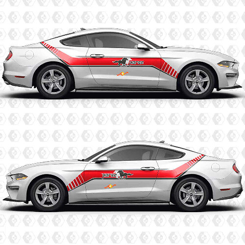 Pferd Offset Streifen Seitentür Vinyl Aufkleber Sticker Grafik für Musclecar Musclecarmodel