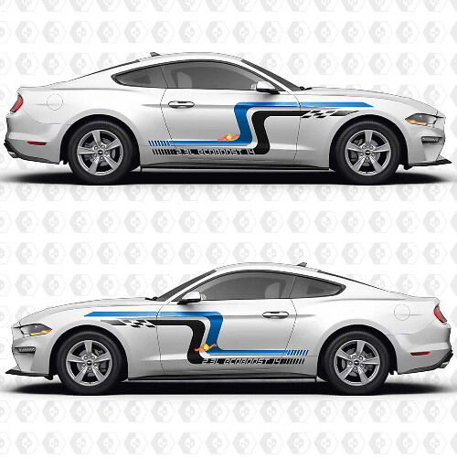 Vintage Racing Blocks 2.3L EcoBoost I4 Seitentüren Vinylaufkleber Sticker für Ford Mustang 1