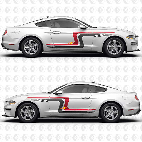 Vintage Racing Blocks Seiten Türen Vinyl Aufkleber Sticker Grafik für Musclecar Musclecarmodel