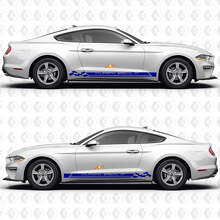 California Special GT Dreifache Rennstreifen Schachbrettflagge Seiten Tür Schweller Vinylaufkleber Sticker für Ford Mustang 2