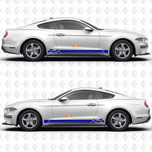 Schachbrettflagge und Dreifachstreifen Seiten-Vinyl-Aufkleber für Ford Mustang_2