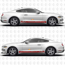 California Special GT Dreifache Rennstreifen Schachbrettflagge Seiten Tür Schweller Vinylaufkleber Sticker für Ford Mustang 3