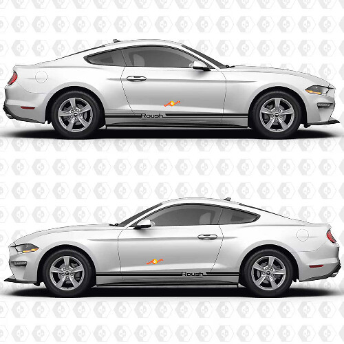 Minimaler Akzentstreifen Roush Seiten-Tür Schwellerplatten Vinylaufkleber für Ford Mustang 1
