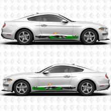 V6 Mustang Schachbrettflaggen-inspirierte Seitentür Schweller Vinylaufkleber für Ford Mustang 2