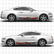 V6 Mustang Schachbrettflaggen-inspirierte Seitentür Schweller Vinylaufkleber für Ford Mustang 3
