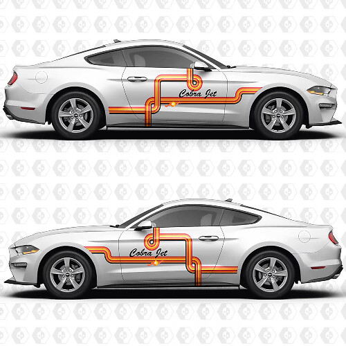 Old School Typografie Streifen Cobra Jet Seiten Tür Vinyl Aufkleber Sticker für Ford Mustang