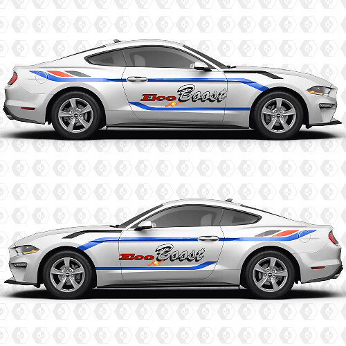 Vintage Racing Blocks EcoBoost Seiten-Tür Vinylaufkleber Sticker für Ford Mustang
