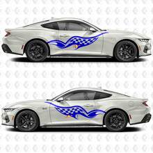 Schachbrettmuster-inspirierte Vinylaufkleber für seitliche Türen für Ford Mustang 2