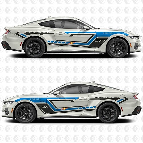 GT Classic Muscle Car Premium Streifen Seiten Tür Vinyl Aufkleber Sticker für Ford Mustang
