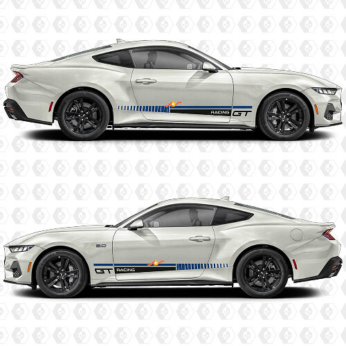 GT Racing Look Streifen Seiten Tür Vinyl Aufkleber Sticker für Ford Mustang