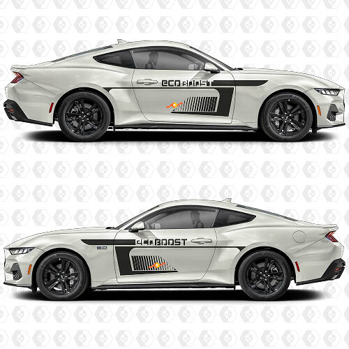 Negativer Raum Streifen EcoBoost Seitentür Vinyl Aufkleber Sticker für Ford Mustang