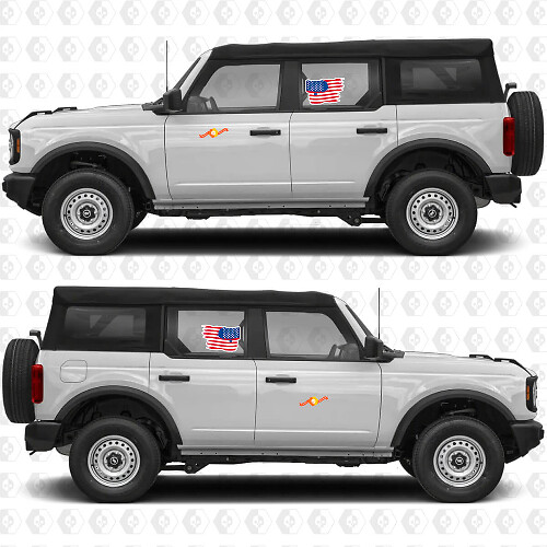 Abgenutzter US-Flagge Seitentür Vinyl-Aufkleber für Ford Bronco