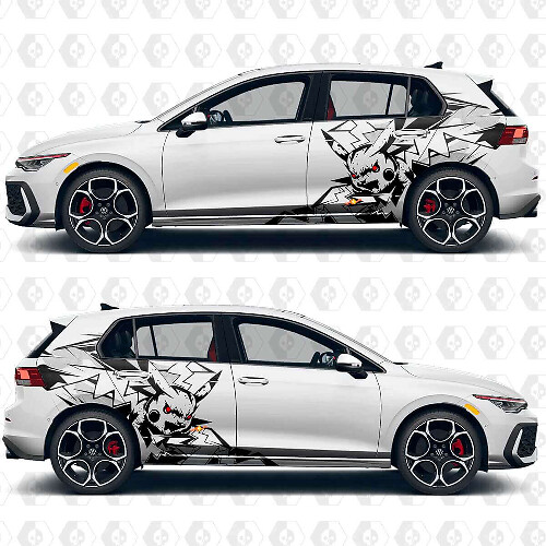 Pikachu Blitz Heck Kotflügel Vinyl Aufkleber Set für Volkswagen Golf