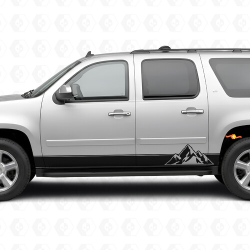 Gestapelte Peaks Tür- & Schwellerleisten Vinylstreifen für Chevrolet Suburban GMT900 2007-2014