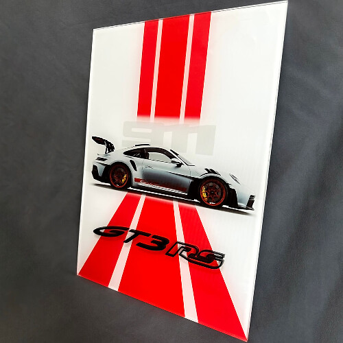 GT3 RS Inspirierte Hochglanz-Acryl-Garagenwandkunstplatte