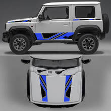 Rhino Edition Abstrakte Linien Grafik Seiten Türen und Motorhaube Vinyl Aufkleber für Suzuki Jimny 2