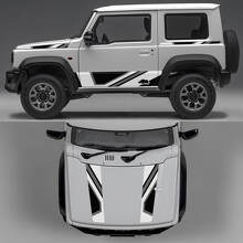 Rhino Edition Abstrakte Linien Grafik Seiten Türen und Motorhaube Vinyl Aufkleber für Suzuki Jimny 3