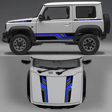 Rhino Edition Abstrakte Linien Grafik Seiten- und Motorhauben-Vinylaufkleber 2 für Suzuki Jimny 2