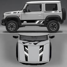 Rhino Edition abstrakte Linien Grafik Seiten Türen und Motorhaube Vinyl Aufkleber 3 für Suzuki Jimny 3