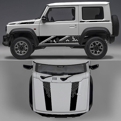 Rhino Edition Waben Abstrakte Linien Grafik Seiten Türen und Motorhaube Vinyl Aufkleber für Suzuki Jimny