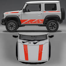 Rhino Edition Waben Abstrakte Linien Grafik Seiten Türen und Motorhaube Vinyl Aufkleber für Suzuki Jimny 2