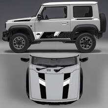 Rhino Edition Honigwaben Abstrakte Linien Grafik Seiten Türen und Motorhaube Vinyl Aufkleber 2 für Suzuki Jimny 3