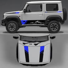 Rhino Edition Berge Abstrakte Linien Grafik Seitentüren und Motorhaube Vinyl-Aufkleber für Suzuki Jimny 2