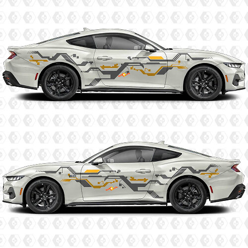 Digitale Pixelstreifen Seitentür Vinylaufkleber für Ford Mustang 1