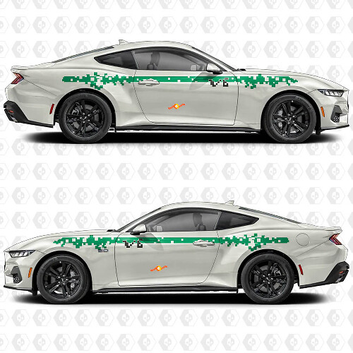 Digitaler Pixelstreifen Seitenaufkleber Vinyl 2er Set für Ford Mustang 1