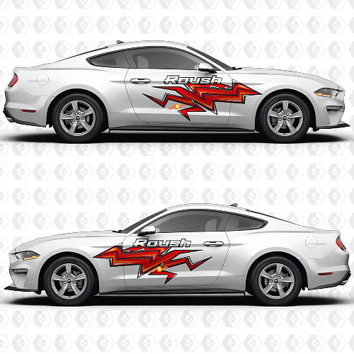 Roush Lightning Bolt Stripe Seiten-Tür Vinyl Aufkleber Sticker Grafiken für Ford Mustang 1