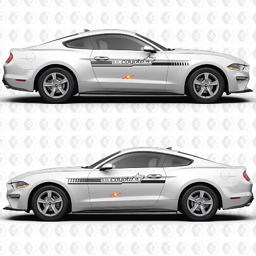 5.0 V8 Coyote Zweifarbiger Streifen Seitentür Vinyl Aufkleber Grafiken für Ford Mustang 1