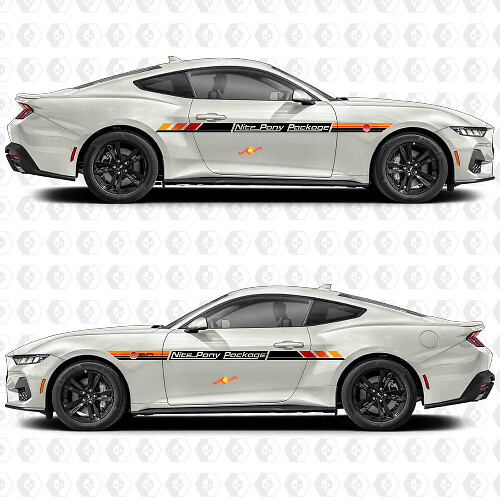 Nite Pony Paket Sunset Retro Gradient Stil Streifen Seiten Tür Vinyl Aufkleber Sticker Grafik für Ford Mustang 1