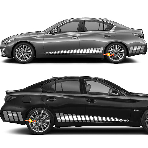 Strobe Racing Streifen Türschweller Vinyl Aufkleber Set für Infiniti Q50 Q60