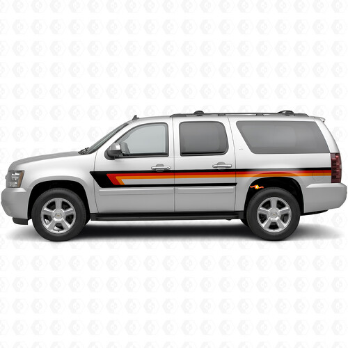 Retro Oberer Fensterrahmen Tür- & Heckseiten-Vinylstreifen für Chevrolet Suburban GMT900 2007-2014