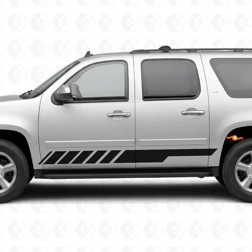 Schräg verlaufende Rennstreifen für Tür und Seitenschweller aus Vinyl für Chevrolet Suburban GMT900 2007-2014