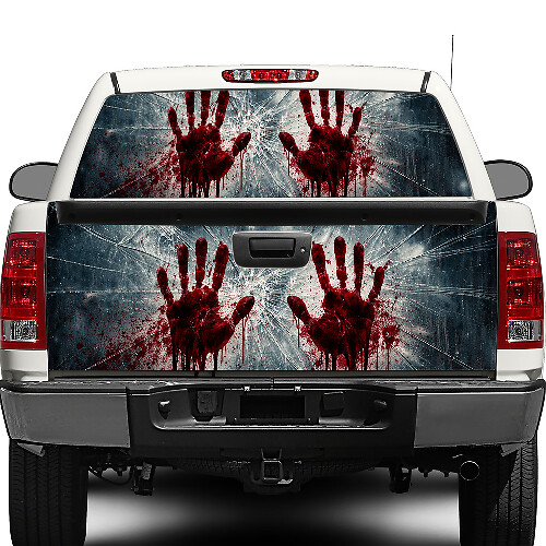 Zombiehände Aufkleber mit zerbrochenem Glas für Heckscheibe oder Heckklappe von Pick-up Trucks und SUVs