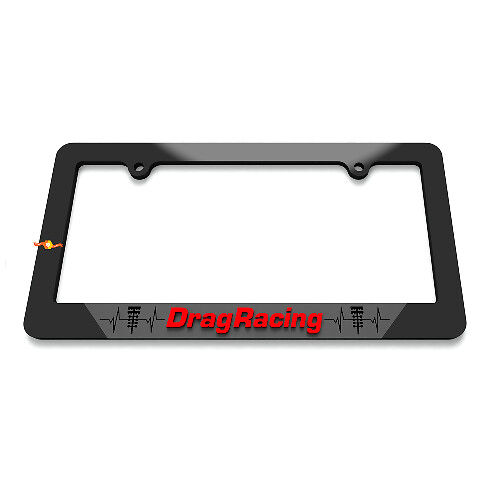 Drag Racing in my heart Black Grey Acrylic License Plate Frame