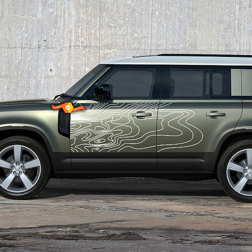 Side Door Topographic Map Decal for Land Rover Defender 110 1