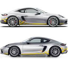 Karierte Flaggen-Seitenstreifen Vinyl-Aufkleber-Set für Porsche 718 Cayman_3