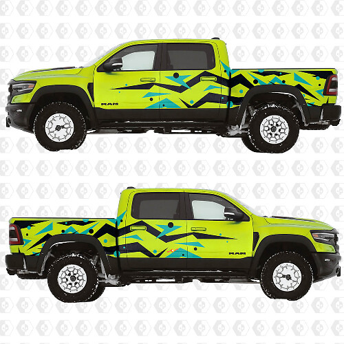 Geometrische abstrakte Grafiken Seitentüren Hintere Kotflügel Vinyl-Aufkleber Sticker für Dodge RAM-1500 TRX